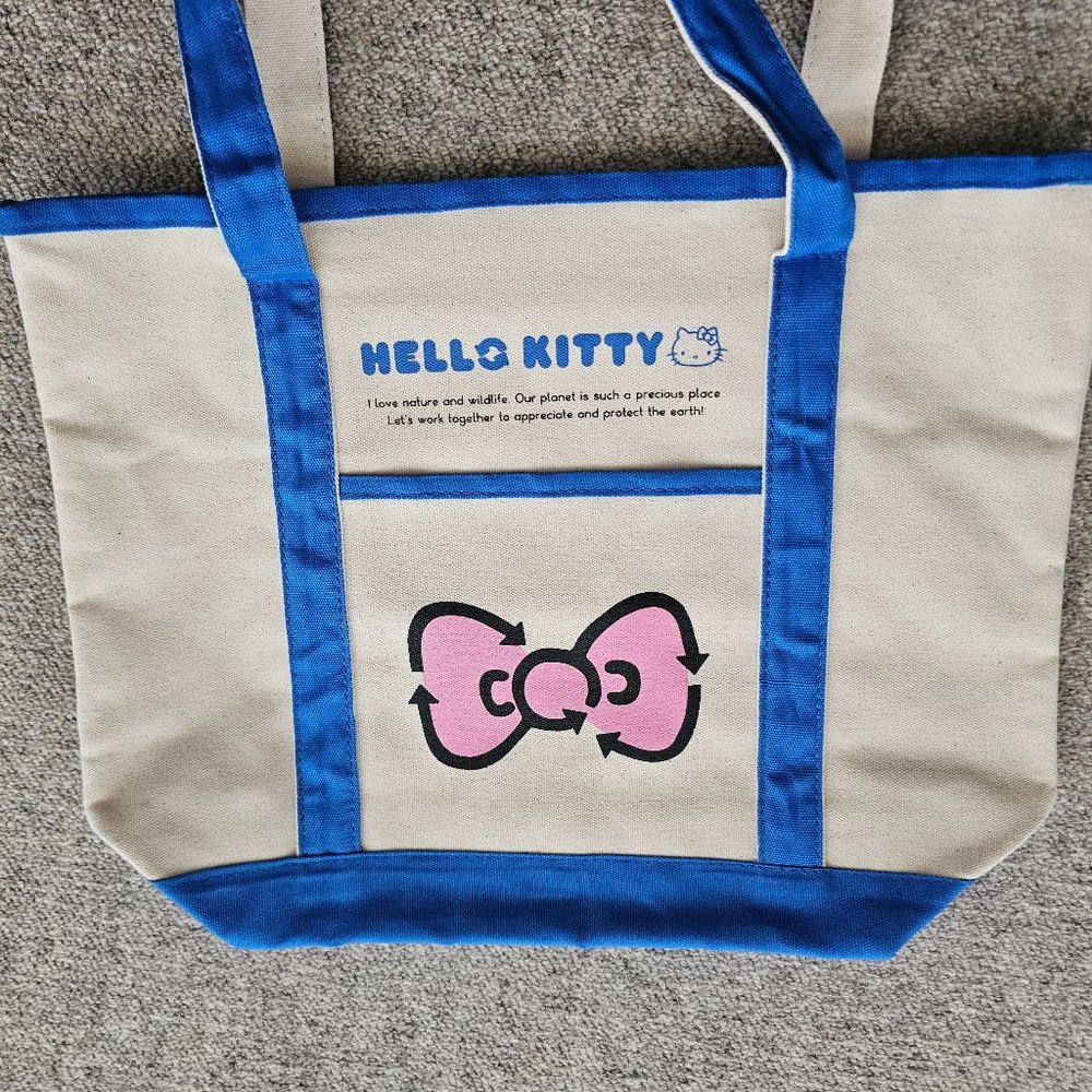 Hello Kitty Canvas Tote Bag blue NEW WITH LABEL